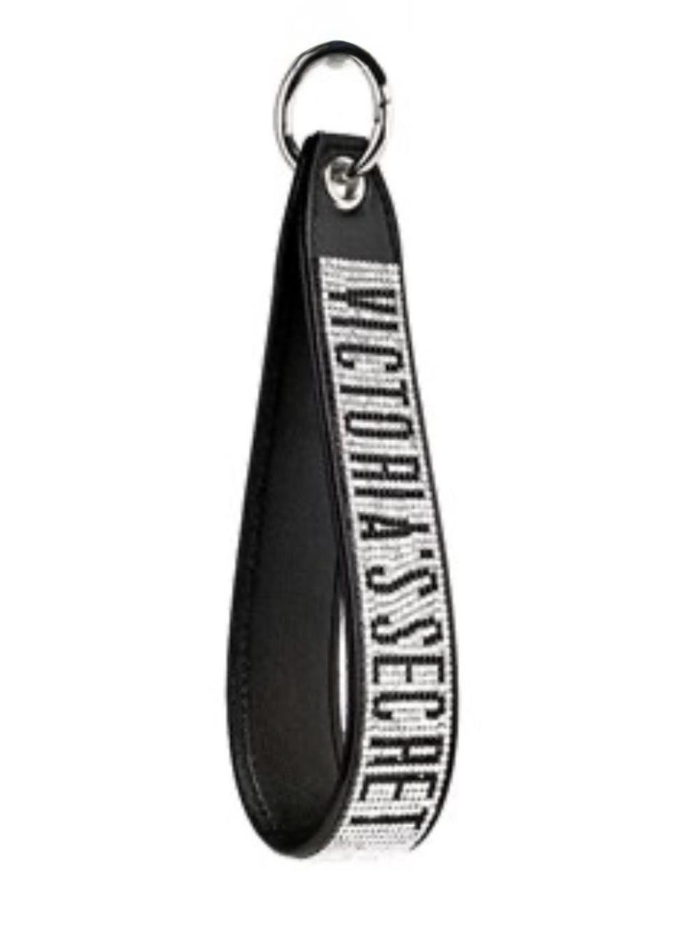NEW✨NEW✨ Victoria's Secret Black with Rhinestones Logo Wristlet Key Holder